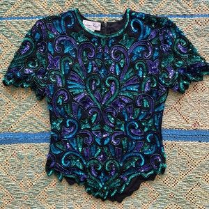 Vintage Sequins Cocktail Top